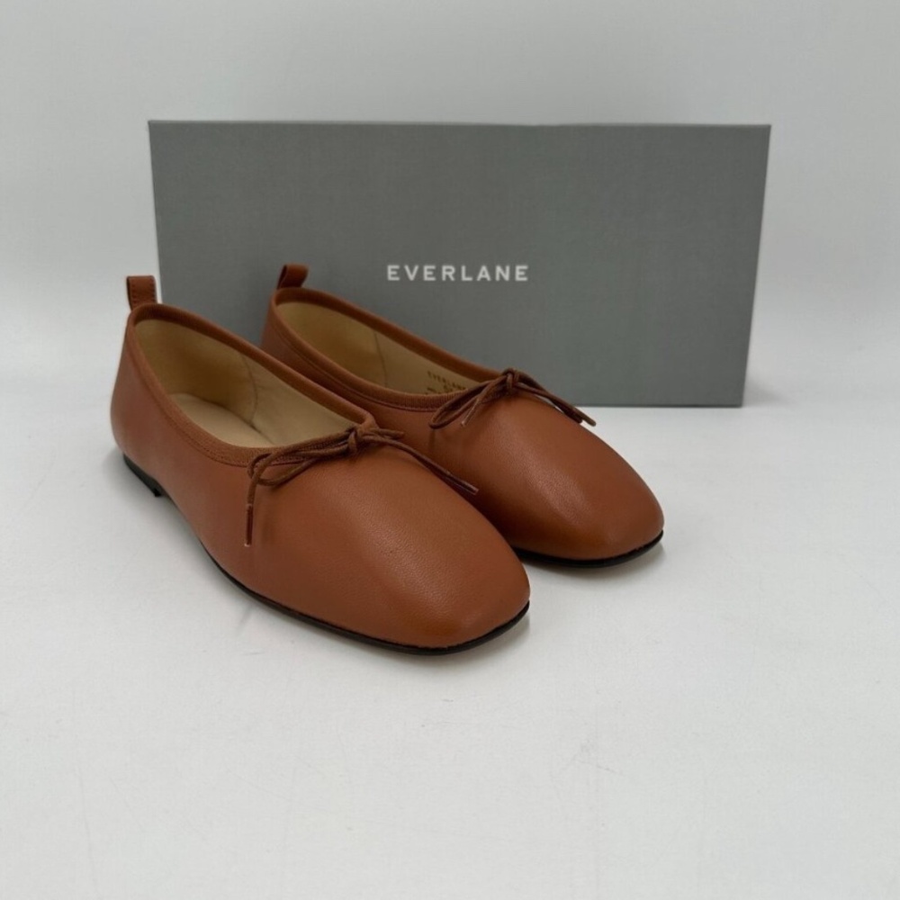 Everlane The Italian Leather Day Ballet Flats sz 5.5 Women's Sugar Almond Tan nb